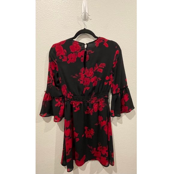 H&M Black And Red Floral Mini Dress - Picture 3 of 4